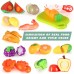 BeebeeRun 41 Pcs Cutting Pretend Play Food with Clear Backpack, Educational Food Learning Toys with Plastic Fruits, Vegetables, Mini Dishes, Pots, Pans - 8400