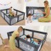 Baby Playpen, 190 x 150 cm Large Playyard, Reliable Kids Activity Center with Anti-Slip Suckers and Super Soft Breathable Mesh for Babies, Toddlers (Dark Grey)