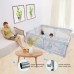 Baby Playpen, 200 x 180 cm Extra Large Playyard, Reliable Kids Activity Center with Anti-Slip Suckers and Super Soft Breathable Mesh for Babies, Toddlers (Light Grey)