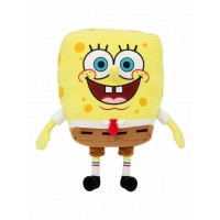 Yellow Square Cartoon Plush Toy Soft Stuffed Character Doll with Embroidered Face 33cm Large Cushion-Style Plush Gift for Kids, Fans & Room Décor