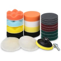 21 PCS Polishing Scouring Pads Kits with Drill Adapter for Sanding, Glazing, Polishing, Waxing