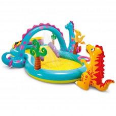 Children Kids Outdoor Dinoland Inflatable Kiddie Pool Center with Slide for Ages 3+ 131 x 90 x 44"