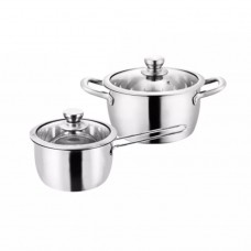 2 PCS Stainless Steel Pot Set Soup Pot 20cm Sauce Pot 16cm