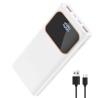 Power Bank 10000mAh USB-C Digital Display  White | Travel