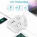 9-in-1 Surge Protector Power Bar 6 AC Outlets, 3 USB-A Ports, 1 USB-C Port, Braided Extension Cord, Flat Plug Desktop Charging Station for Home Office Dorm