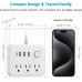 9-in-1 Surge Protector Power Bar 6 AC Outlets, 3 USB-A Ports, 1 USB-C Port, Braided Extension Cord, Flat Plug Desktop Charging Station for Home Office Dorm