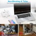 9-in-1 Surge Protector Power Bar 6 AC Outlets, 3 USB-A Ports, 1 USB-C Port, Braided Extension Cord, Flat Plug Desktop Charging Station for Home Office Dorm