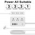 Power Strip with USB Ports, 6 AC Outlets, 3 USB-A & 1 USB-C Charging Ports, 4.8 ft Flat Extension Cord, 45° Angled Plug, Wall Mountable Charging Station for Home Office Desk