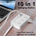 Power Strip with USB Ports, 6 AC Outlets, 3 USB-A & 1 USB-C Charging Ports, 4.8 ft Flat Extension Cord, 45° Angled Plug, Wall Mountable Charging Station for Home Office Desk