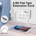 Power Strip with USB Ports, 6 AC Outlets, 3 USB-A & 1 USB-C Charging Ports, 4.8 ft Flat Extension Cord, 45° Angled Plug, Wall Mountable Charging Station for Home Office Desk