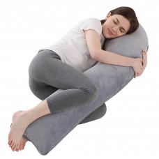 Pregnancy Pillow for Sleeping, Adjustable Maternity Full Body Pillow for Pregnant Women with Washable Cover (Grey)