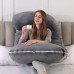 J-Shaped Pregnancy Pillow for Sleeping, Adjustable Maternity Full Body Pillow for Pregnant Women with Washable Cover (J-Shape_Grey)