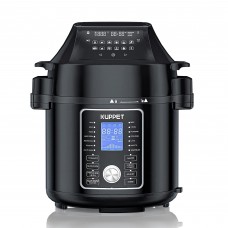 KUPPET 2 in 1 Electric Pressure Cooker with Air Fryer Lid, 17 Preset Cooking Functions, 6 Quart, Stainless Steel Slow Cooker, Rice Cooker, Steamer, Saute, Yogurt Maker