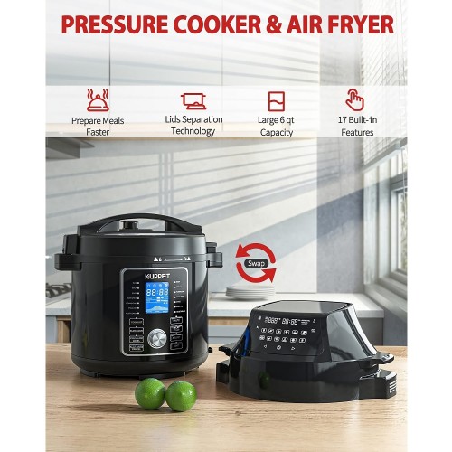 KUPPET 2 in 1 Electric Pressure Cooker with Air Fryer Lid 17 Preset Cooking Functions 6