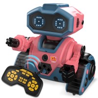 RC Robot Toy for Kids, Rechargeable Remote Control Robot with Gesture Sensing, Programming, LED Eyes, Music, Dance, Voice Recording & Dart Launcher, Gift for Boys Girls Model K103