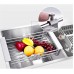 Toytexx Plate Vegetable Fruit Drying Rack Over Sink-Stainless Steel Drainer with Adjustable Arms Holder Functional Kitchen Sink Organizer