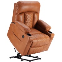 Power Lift Recliner Chair for Adults, Dual Motor Lay Flat Reclining Chair with Heat, Massage, USB Ports, Cup Holders, Side Pockets, Brown, Living Room Relaxation Chair