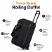  Rolling Duffel Bag, Compact Travel Bag with Wheels, Telescopic Pull Handle, Front Zip Pocket, Dual Carry Handles, 53 x 33 x 22 cm, Black Soft-Sided Weekender Luggage for Short Trips