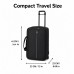  Rolling Duffel Bag, Compact Travel Bag with Wheels, Telescopic Pull Handle, Front Zip Pocket, Dual Carry Handles, 62 x 33 x 22 cm, Black Soft-Sided Weekender Luggage for Short Trips