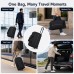  Rolling Duffel Bag, Compact Travel Bag with Wheels, Telescopic Pull Handle, Front Zip Pocket, Dual Carry Handles, 53 x 33 x 22 cm, Black Soft-Sided Weekender Luggage for Short Trips