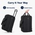  Rolling Duffel Bag, Compact Travel Bag with Wheels, Telescopic Pull Handle, Front Zip Pocket, Dual Carry Handles, 53 x 33 x 22 cm, Black Soft-Sided Weekender Luggage for Short Trips