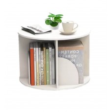  1 Tier 360° Rotating Stackable Shelves Bookshelf Organizer (White) - Intexca