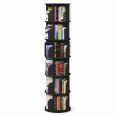 6-Tier Rotating Bookshelf 360° Revolving Storage Tower, Black