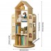 4-Tier Rotating House-Shaped Bookshelf, 360° Solid Wood Rotating Stackable Shelves Bookshelf Organizer for Home, Bedroom, Office 