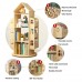 4-Tier Rotating House-Shaped Bookshelf, 360° Solid Wood Rotating Stackable Shelves Bookshelf Organizer for Home, Bedroom, Office 