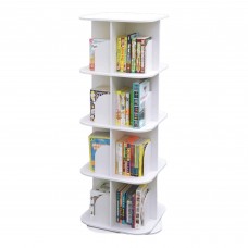 4 Tier Square Bookshelf, 360° Rotating Stackable Shelves Bookshelf Organizer for Home, Office, Bedroom