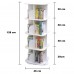 4 Tier Square Bookshelf, 360° Rotating Stackable Shelves Bookshelf Organizer for Home, Office, Bedroom