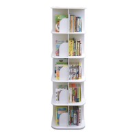 5 Tier Square Bookshelf, 360° Rotating Stackable Shelves Bookshelf Organizer for Home, Office, Bedroom