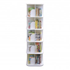 5 Tier Square Bookshelf, 360° Rotating Stackable Shelves Bookshelf Organizer for Home, Office, Bedroom