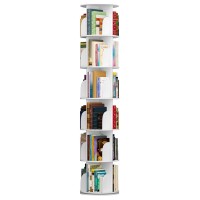 6 Tier Rotating Bookshelf, 360° Wood Rotating Stackable Shelves Bookshelf Organizer for Home, Bedroom, Office (White)