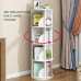 6 Tier Rotating Bookshelf, 360° Wood Rotating Stackable Shelves Bookshelf Organizer for Home, Bedroom, Office (White)