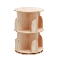 2 Tier Rotating Bookshelf, 360° Solid Wood Rotating Stackable Shelves Bookshelf Organizer for Home, Bedroom, Office