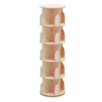 5 Tier Rotating Bookshelf, 360° Solid Wood Rotating Stackable Shelves Bookshelf Organizer for Home, Bedroom, Office