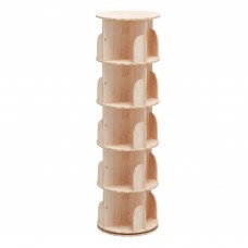 5 Tier Rotating Bookshelf, 360° Solid Wood Rotating Stackable Shelves Bookshelf Organizer for Home, Bedroom, Office