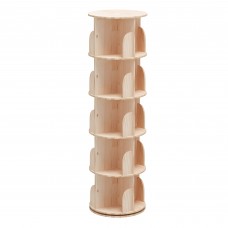 5 Tier Rotating Bookshelf, 360° Solid Wood Rotating Stackable Shelves Bookshelf Organizer for Home, Bedroom, Office