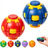 Press and Spin Fidget Balls, Transforming Sensory Toy, 2 Pack