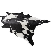 Faux Cowhide Rug, Black and White Animal Print Area Carpet, Soft Faux Fur Decorative Accent Rug, Irregular Hide Shape Floor Mat for Living Room Bedroom Office, 150 x 200 cm