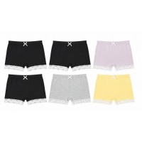 Girls Safety Shorts 6-Pack Soft Stretch Pull-On Coverage Shorts with Lace Trim, Elastic Waistband, Random Color Mix  Layering Shorts for Dresses, Skirts, School & Everyday Wear