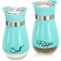 2-Pack Stainless Steel Salt and Pepper Shakers Set, 4oz Refillable Condiment Shaker Set with Glass Bottom for Home, Kitchen, Restaurants - TLG001