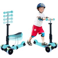 2 in 1 Adjustable Scooter with Removable Seat, LED Light-Up Wheels for Children Kids - YL-04