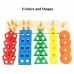 25 PCS Wooden Educational Toy Set, 5-Column Shape Matching Color Sorting Stacking Blocks