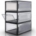 3-Pack Stackable Shoe Box, Multipurpose Clear Storage Organizer for Men, Women, Up to Size 14US