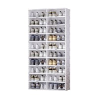 ANTBOX Portable Shoe Rack Organizer, Stackable Sneaker Organizer Cabinet with Magnetic Door, Folding Design, Clear Plastic Storage Container, 10 Tier 40 Pairs (Clear) - SC2-D10A(C)