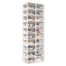 ANTBOX Portable Shoe Rack Organizer, Stackable Sneaker Organizer Cabinet with Magnetic Door, Folding Design, Clear Plastic Storage Container, 10 Tier 20 Pairs (Clear) - ST2-D10