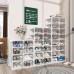 ANTBOX Portable Shoe Rack Organizer, Stackable Sneaker Organizer Cabinet with Magnetic Door, Folding Design, Clear Plastic Storage Container, 10 Tier 20 Pairs (Clear) - ST2-D10