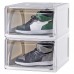 2-Pack Stackable Shoe Box, Sneaker Storage Organizer with Drawer Pull-Out Sliding, Side View
